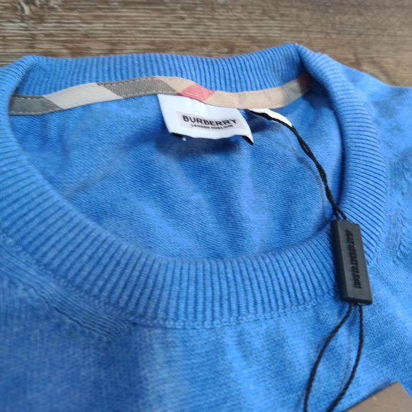 Burberry Blue Color Logo Cotton